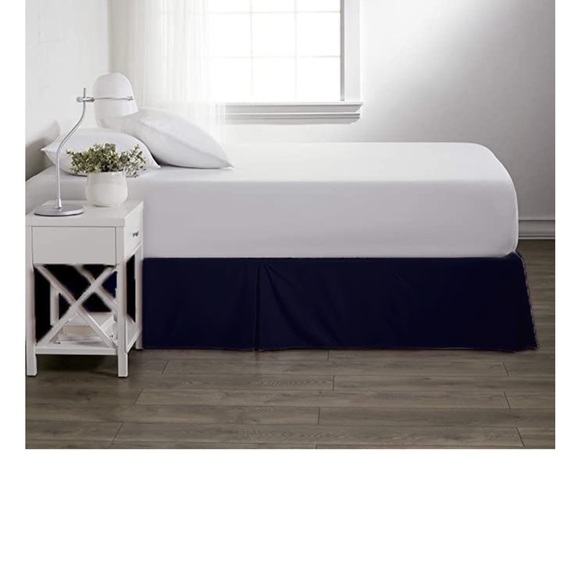 Twin Navy Blue Bed Skirt and Pillow Sham - Picture 2 of 2